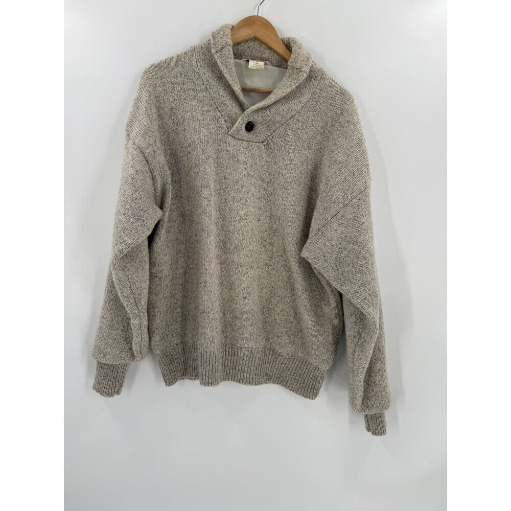 Vintage Wilson Staff Sporting Goods Oatmeal Wool Sweater Size Medium Cowl Neck